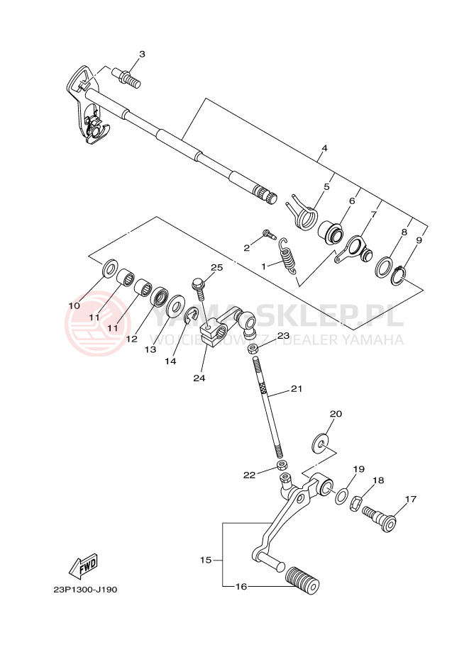 Schemat "Dźwignia zmiany biegów, wałek" do Yamaha XT1200ZE SUPER TÉNÉRÉ ABS