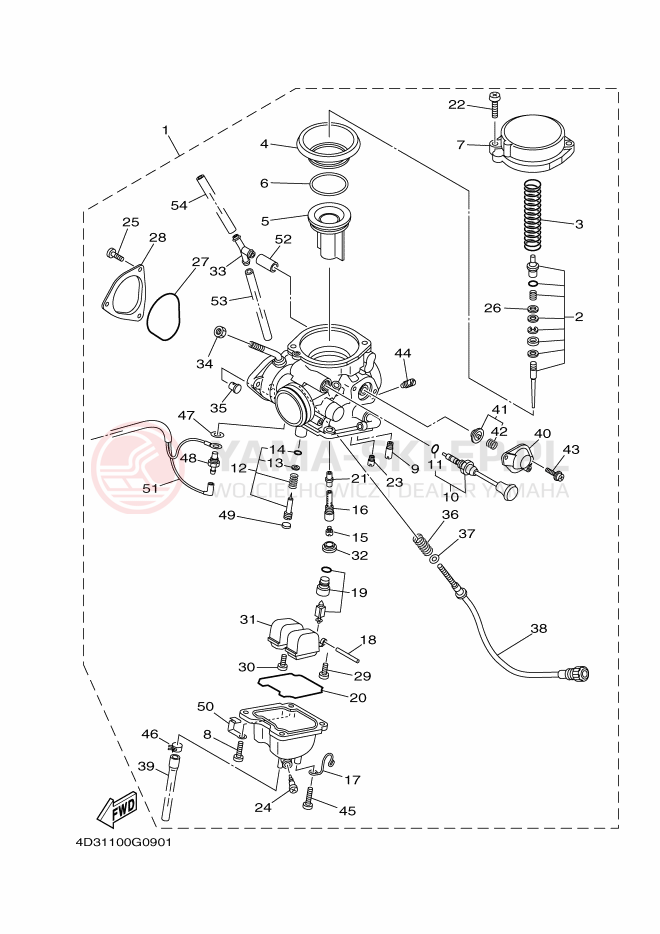 Schemat "Gaźnik" do Yamaha YFM250R