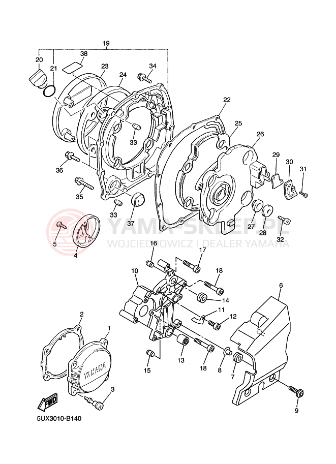 Schemat "Pokrywa silnika" do Yamaha XJR 1300