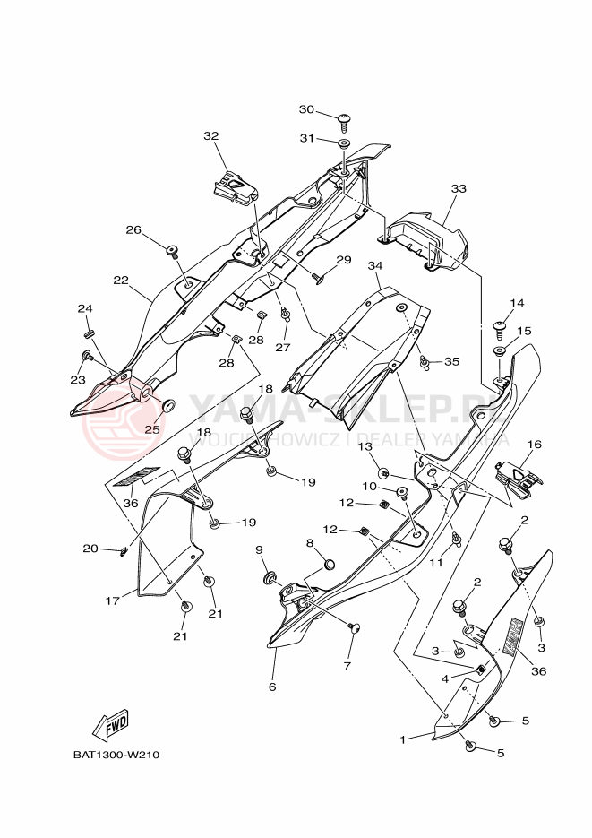 Schemat "Pokrywa boczna" do Yamaha MT-07