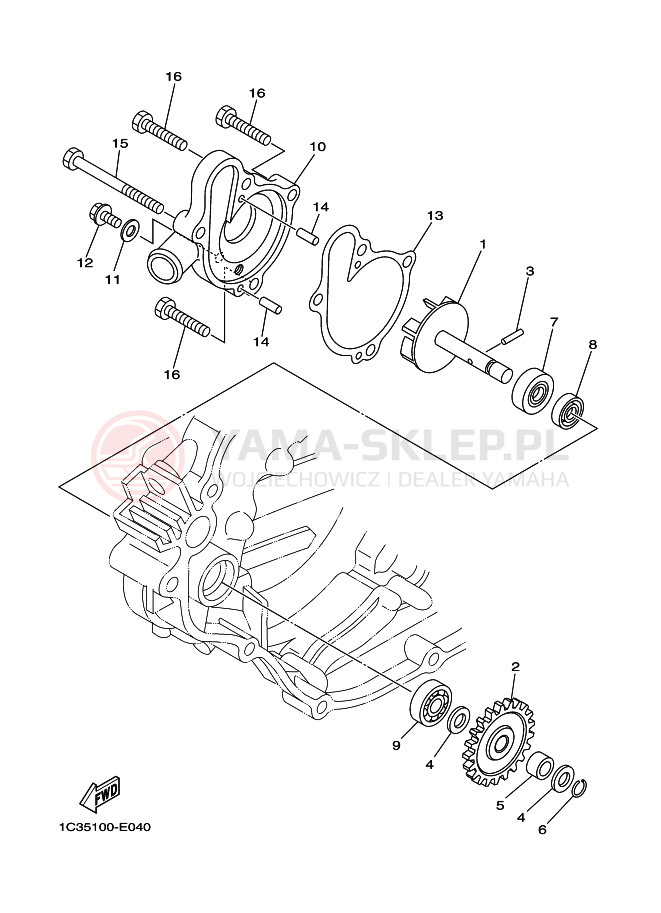 Schemat "Pompa wody" do Yamaha YZ125