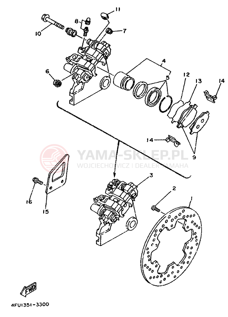 Schemat "Koło tył" do Yamaha TDR125