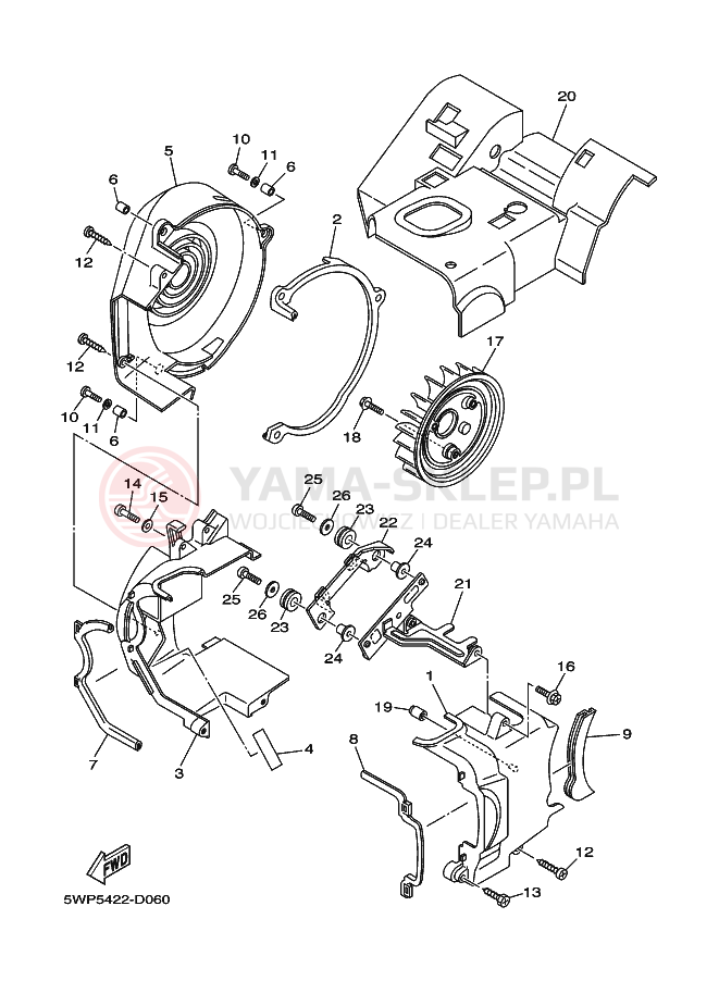 Schemat "Osłona powietrza - wentylator" do Yamaha AL115C MIO