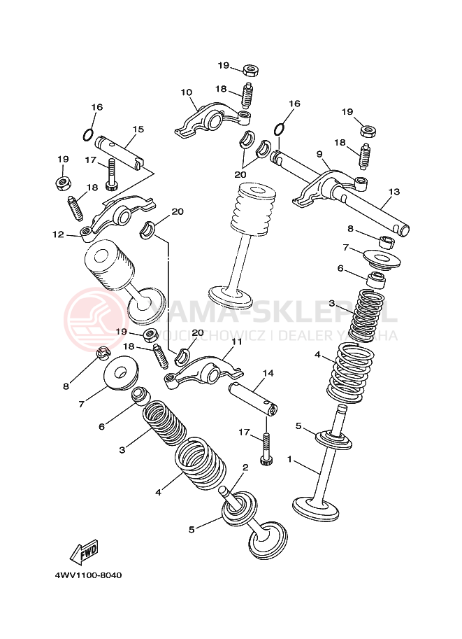 Schemat "zawory" do Yamaha YFM600FWA