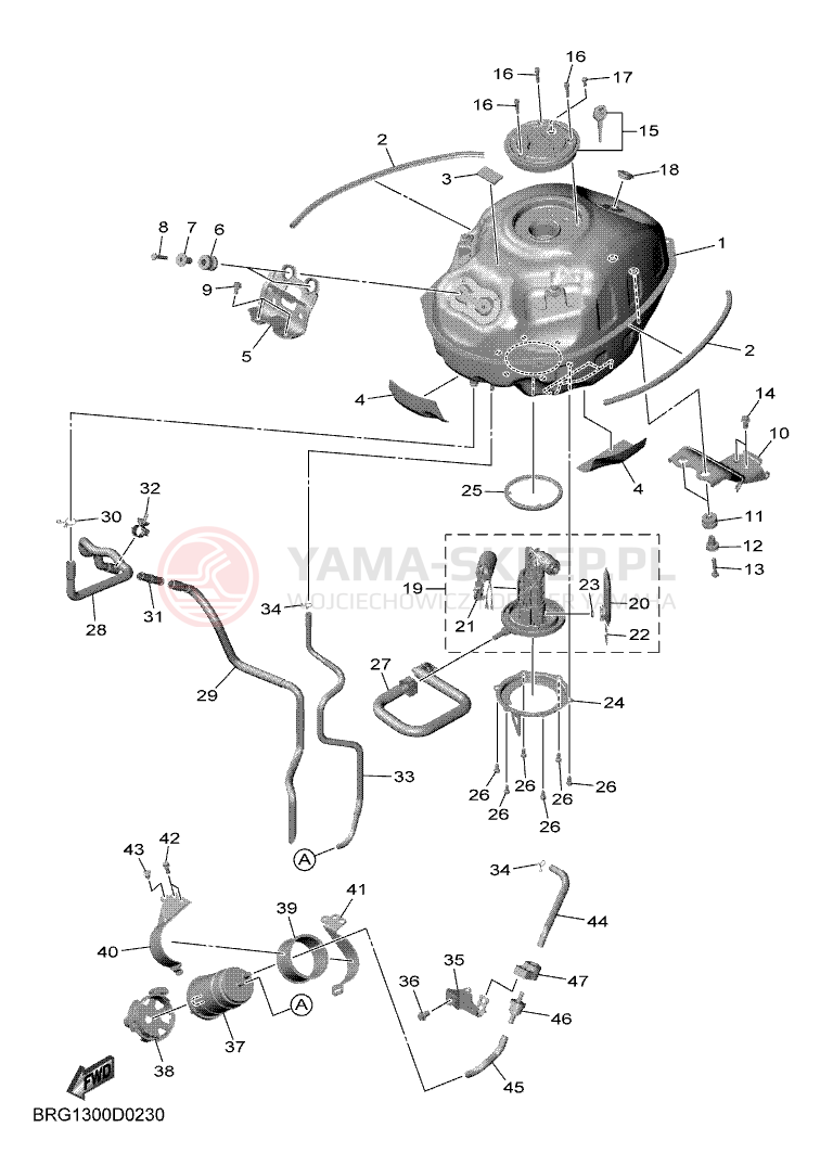 Schemat "zbiornik paliwa" do Yamaha MT-03