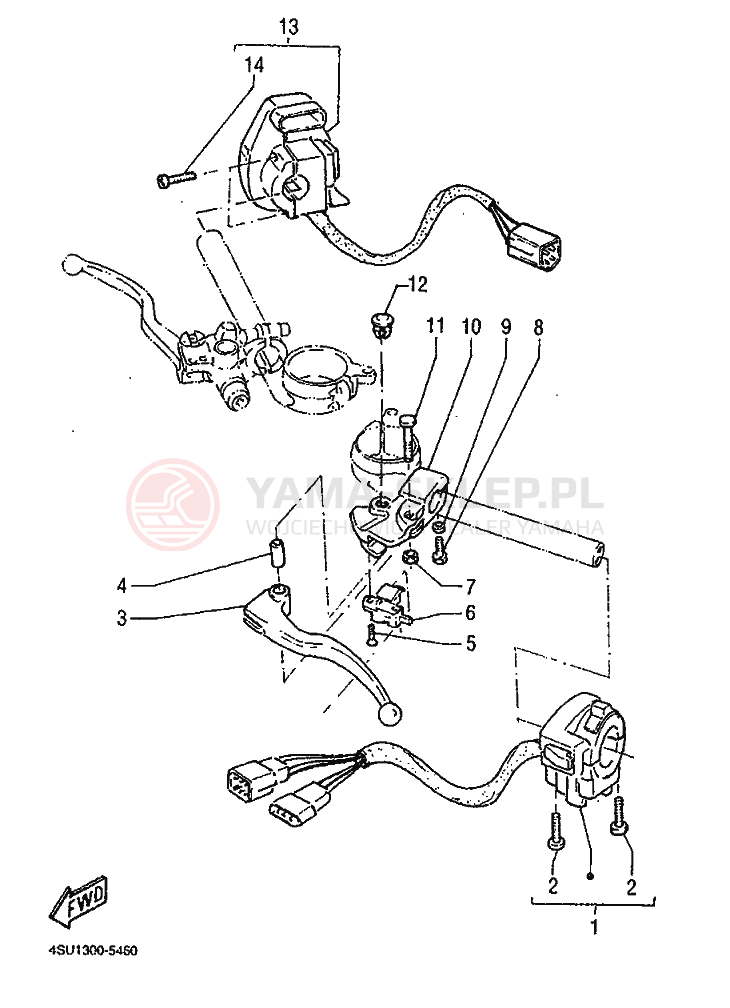 Schemat "Kierownica i osprzęt" do Yamaha SZR660