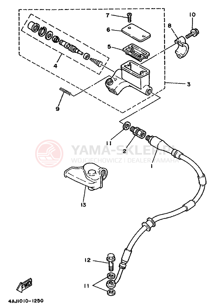Schemat "Pompa hamulcowa przednia" do Yamaha TY250R TY250
