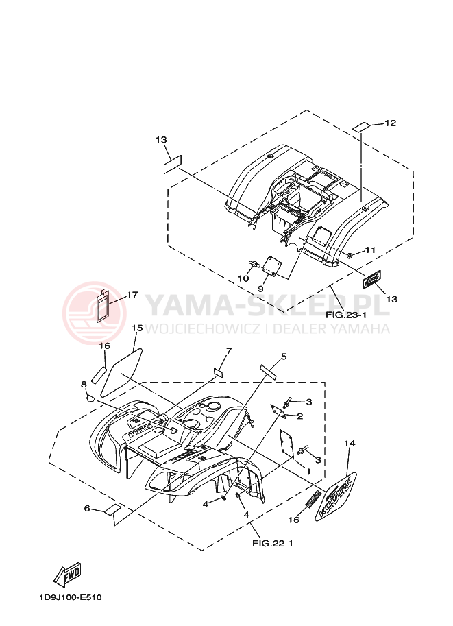 Schemat "naklejki" do Yamaha KODIAK 4WD