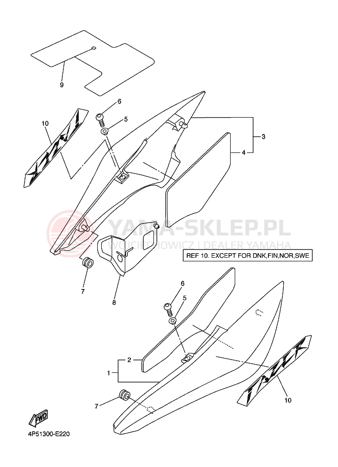Schemat "Pokrywa boczna" do Yamaha FZ6-SA FAZER