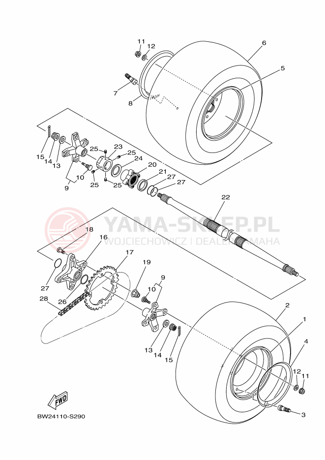 Schemat "Koło tył" do Yamaha YFZ450R