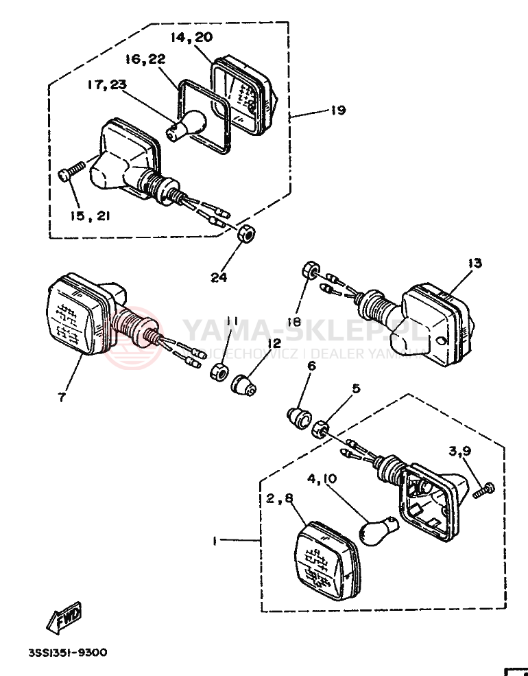 Schemat "kierunkowskazy" do Yamaha DT125MX