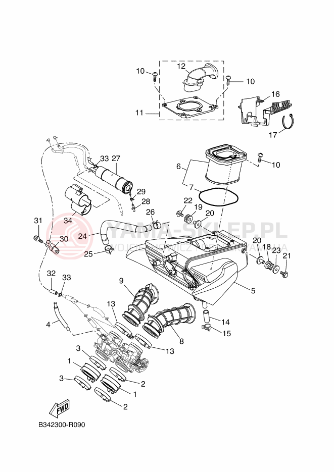 Schemat "Wtrysk paliwa" do Yamaha XSR700