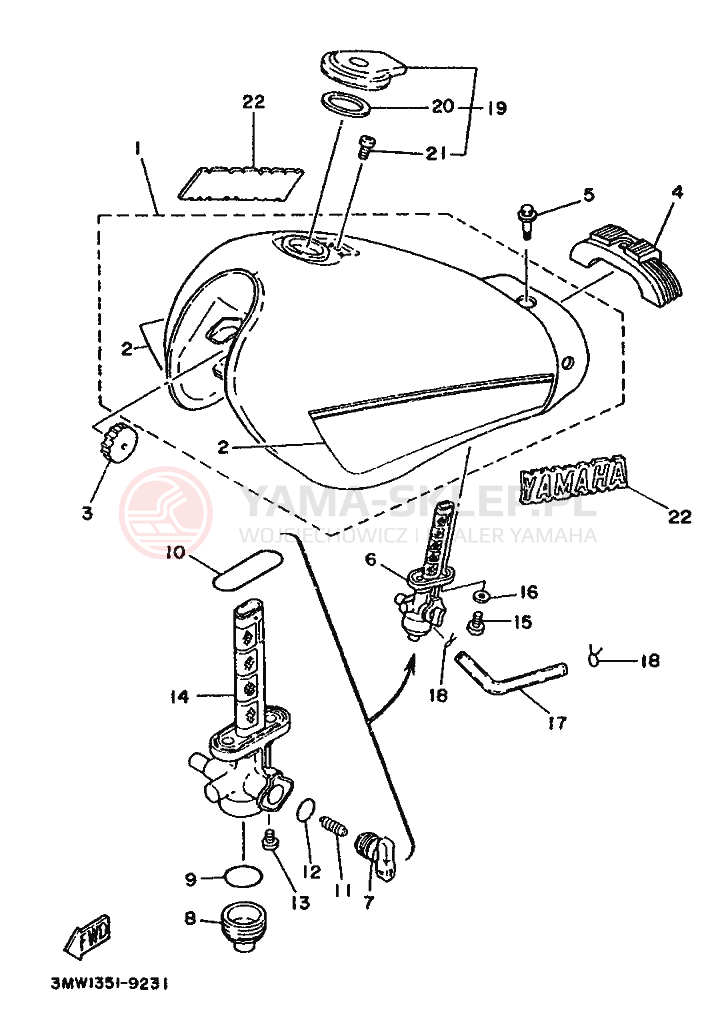 Schemat "zbiornik paliwa" do Yamaha SR125