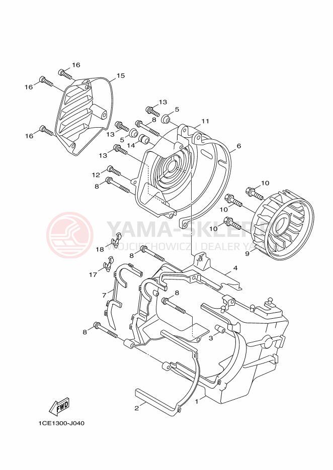 Schemat "Osłona powietrza - wentylator" do Yamaha BWS 125