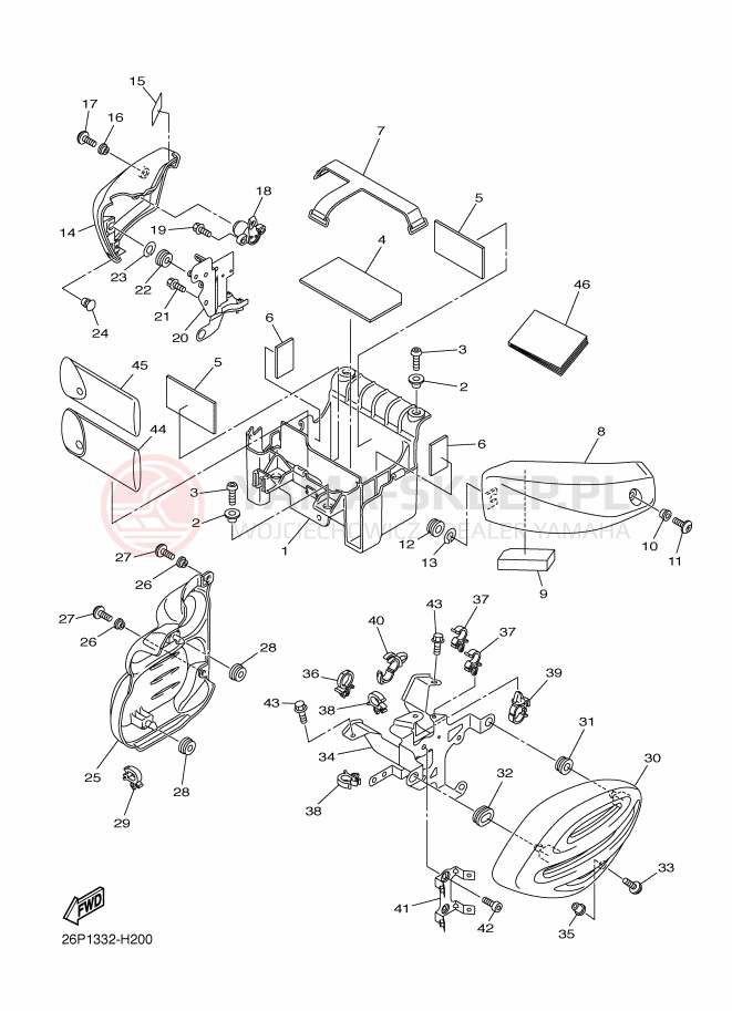 Schemat "Pokrywa boczna" do Yamaha XVS950A