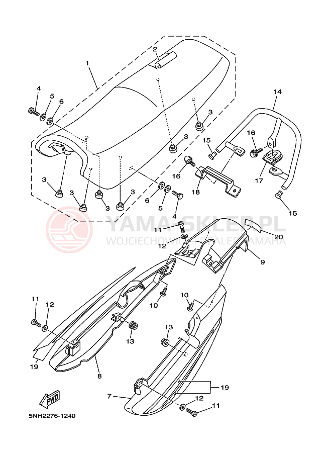 Schemat "siedzenie" do Yamaha YBR125E