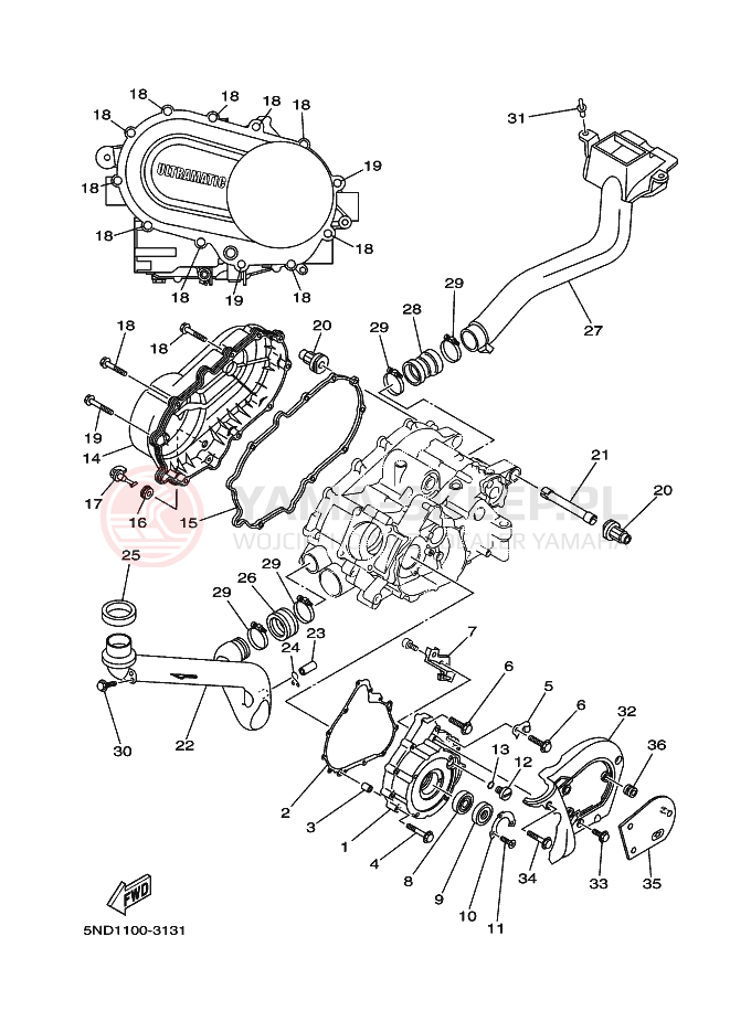 Schemat "Pokrywa silnika" do Yamaha KODIAK 4WD