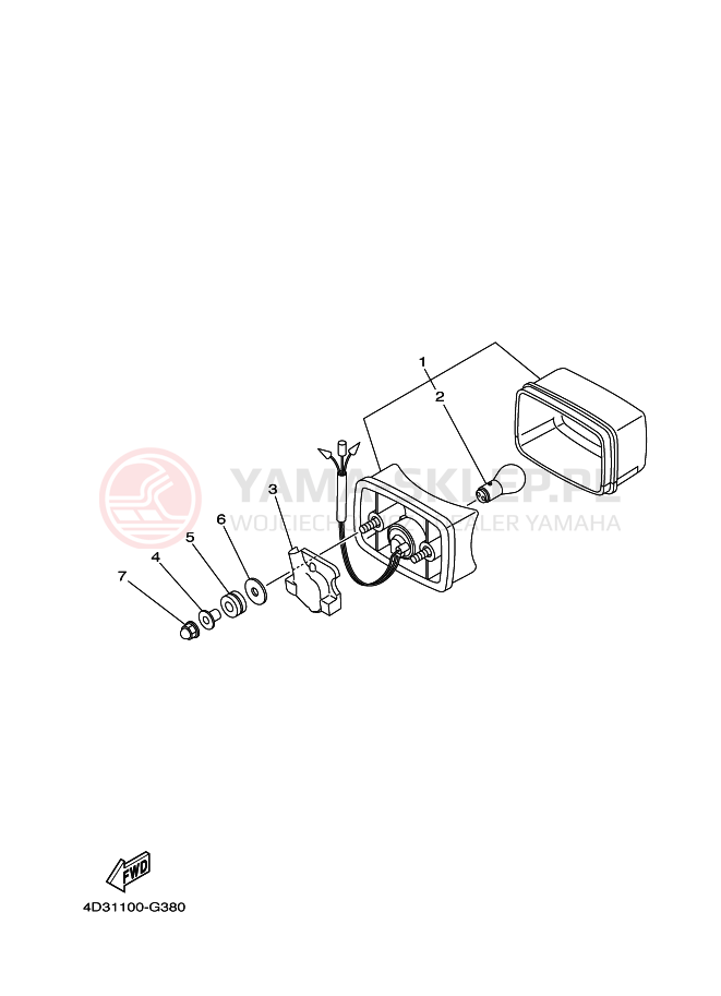 Schemat "TYLNE ŚWIATŁO 2" do Yamaha YFM250R