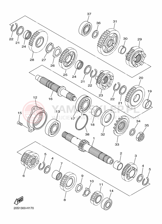 Schemat "Skrzynia biegów " do Yamaha XJ6