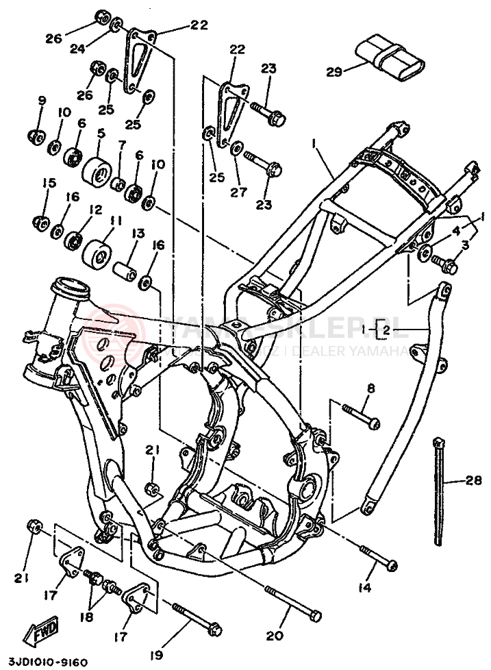Schemat "rama" do Yamaha YZ125