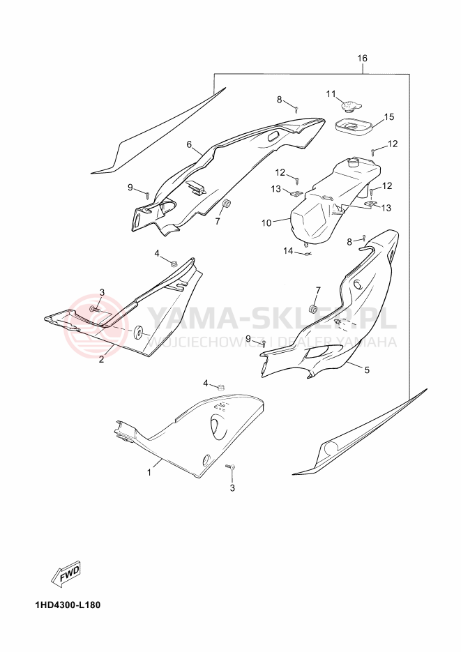 Schemat "Pokrywa boczna" do Yamaha TZR50