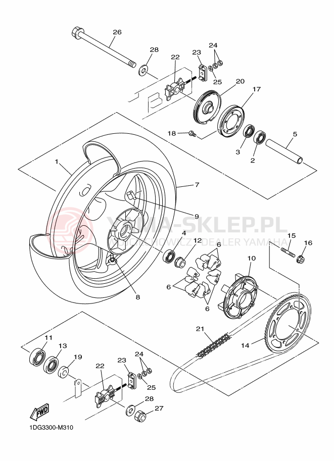 Schemat "Koło tył" do Yamaha XJ6 DIVERSION F ABS