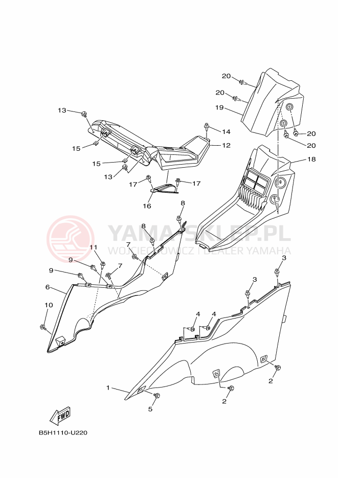 Schemat "Pokrywa boczna" do Yamaha YXZ1000R SS