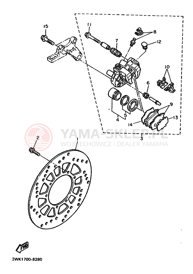 Schemat "Zacisk hamulcowy tylny" do Yamaha XT600Z TENERE