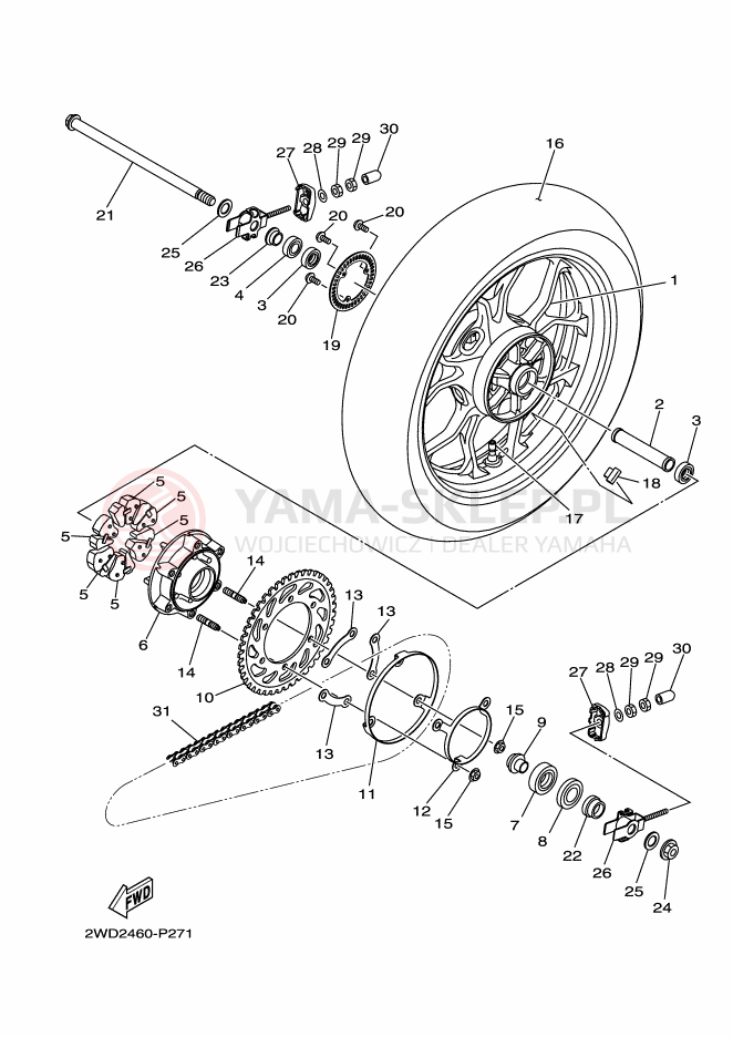 Schemat "Koło tył" do Yamaha R3