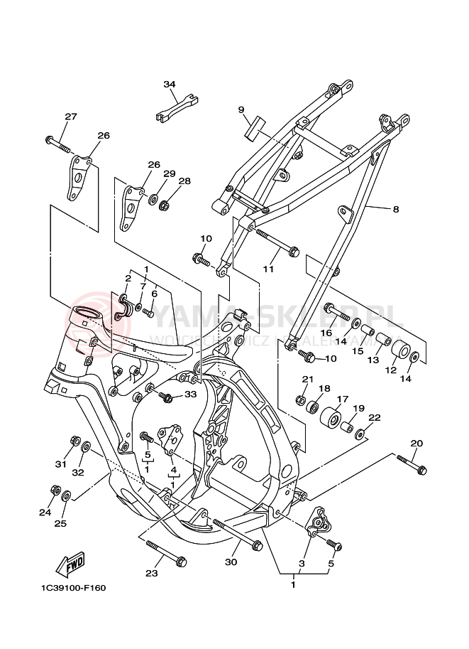 Schemat "rama" do Yamaha YZ125