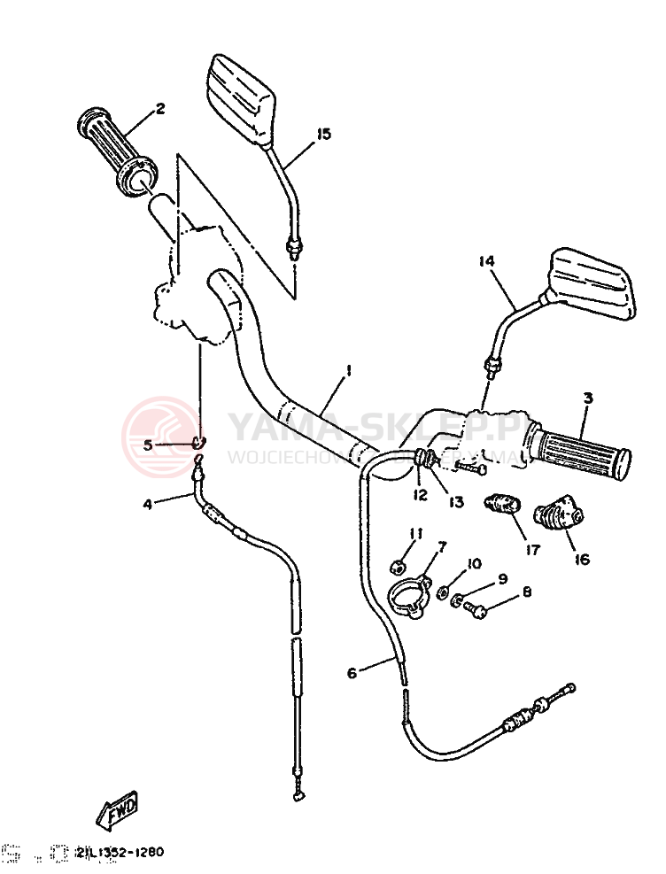 Schemat "HAMULEC TARCZOWY + PRZEWÓD" do Yamaha SR250