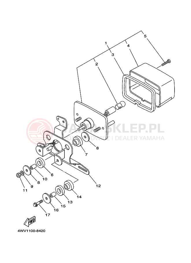Schemat "lampa tył" do Yamaha YFM600FWA