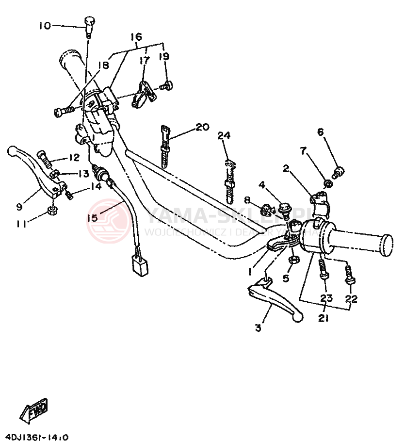 Schemat "Kierownica i osprzęt" do Yamaha DT125R