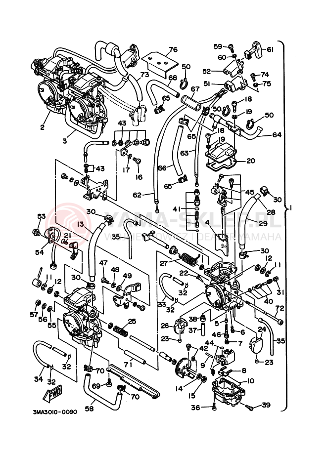 Schemat "Gaźnik" do Yamaha TZR250SP