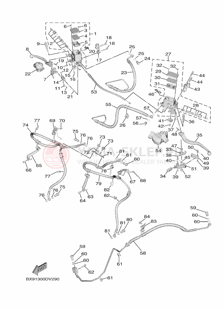 Schemat "Pompa hamulcowa przednia" do Yamaha TRICITY 300