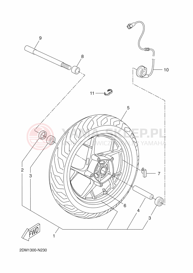 Schemat "Koło przód" do Yamaha X-MAX 250