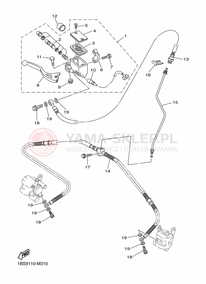 Schemat "Pompa hamulcowa przednia" do Yamaha YFM350