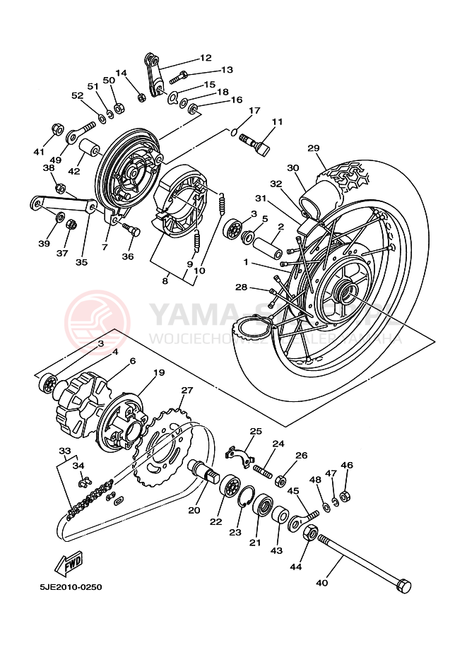 Schemat "Koło tył" do Yamaha YB-1 YB-1FOUR YB1-4