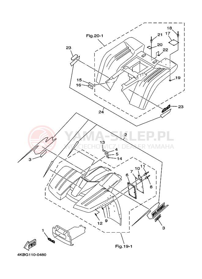 Schemat "naklejki" do Yamaha YFM350FW-X