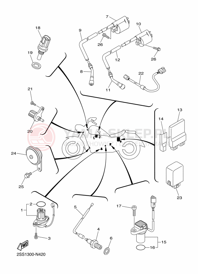 Schemat "układ elektryczny" do Yamaha XVS1300CU