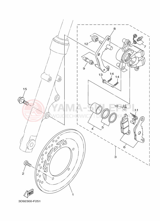 Schemat "Koło przód" do Yamaha YBR125ED
