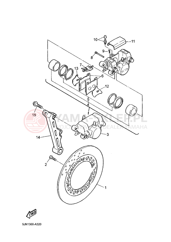Schemat "Zacisk hamulcowy tylny" do Yamaha BT1100