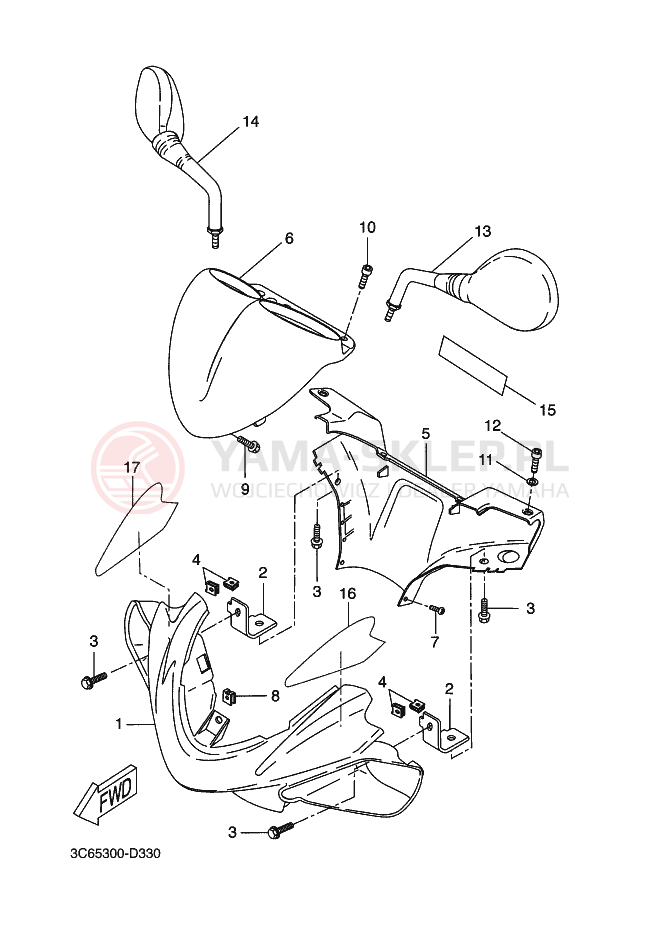 Schemat "elementy nadwozia" do Yamaha AEROX ROSSI