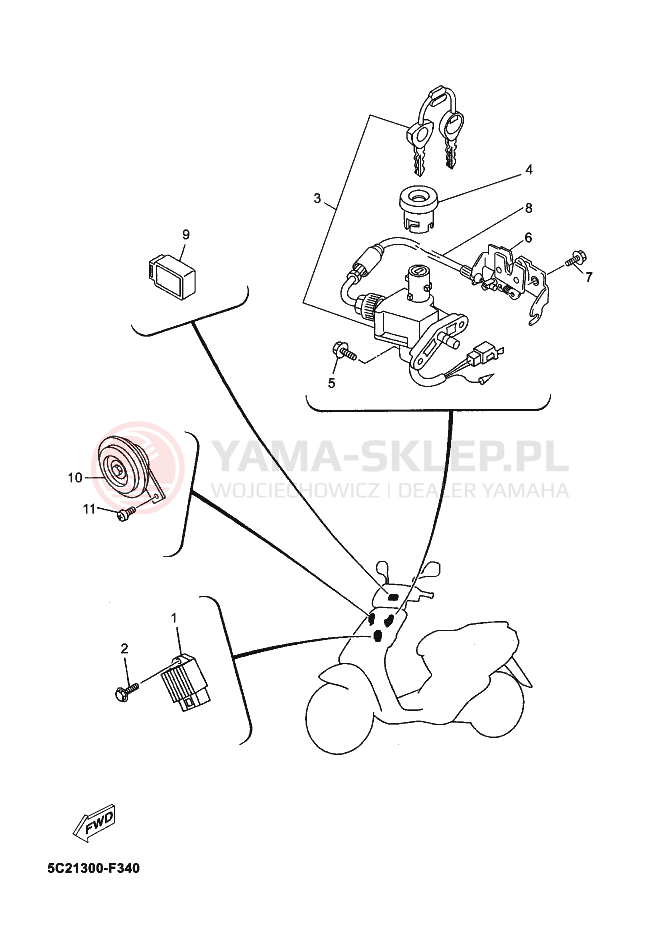 Schemat "układ elektryczny" do Yamaha YN50