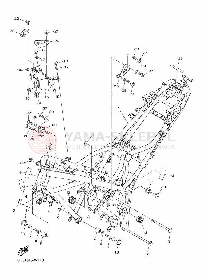 Schemat "rama" do Yamaha MT-03