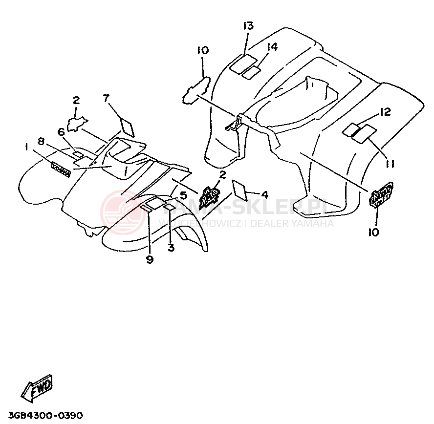 Schemat "naklejki" do Yamaha YFM100