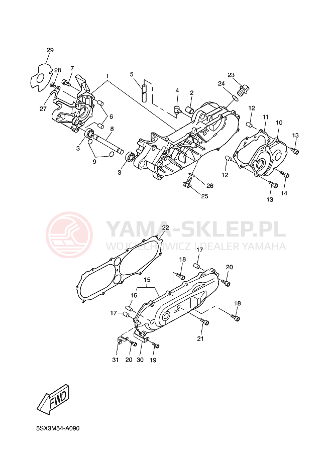 Schemat "Obudowa silnika" do Yamaha BWS NEXT GENERATION