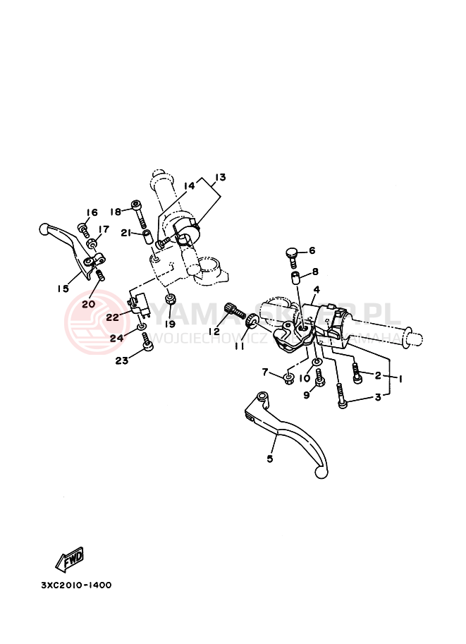 Schemat "Kierownica i osprzęt" do Yamaha R1-Z