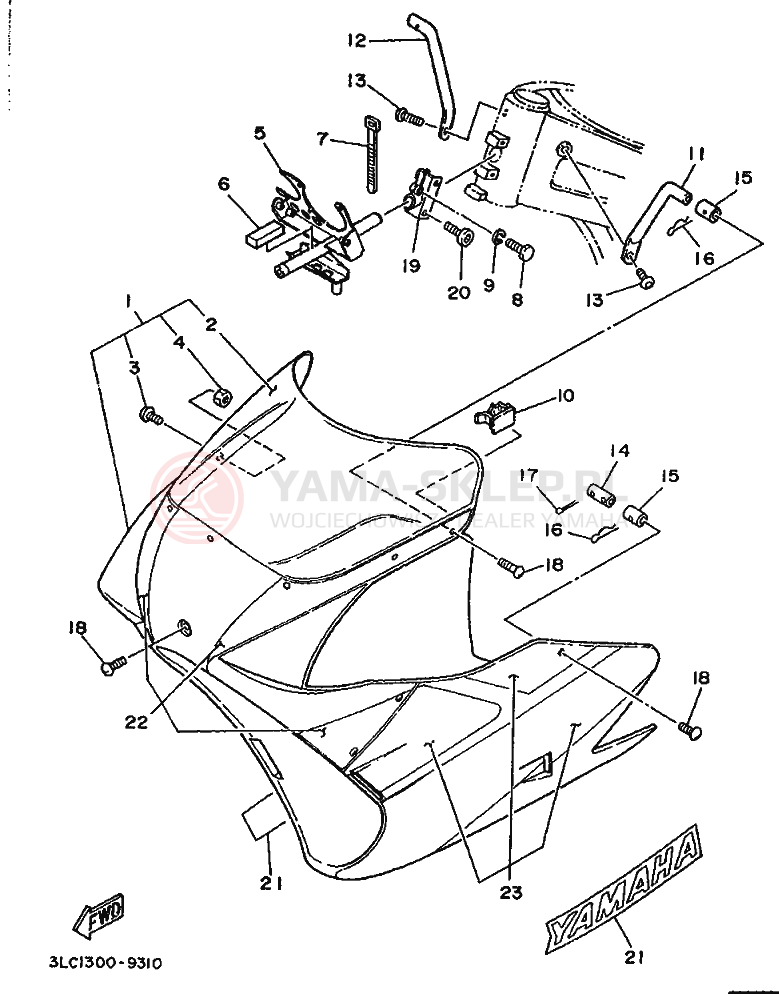 Schemat "Obudowa silnika" do Yamaha TZ250