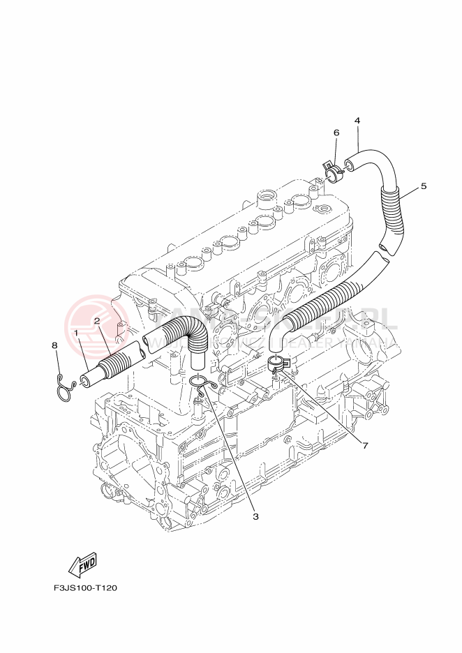 Schemat "Odpowietrzenie układu smarowania" do Yamaha FX1800B-X